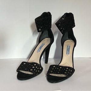 Prada black suede heels